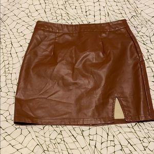 Camel brown faux leather skirt